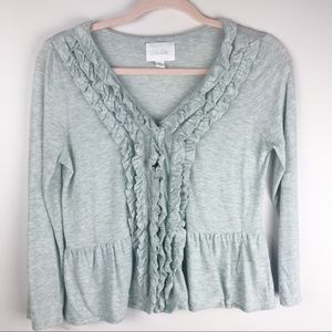 Anthropologie Deletta Peplum Ruffle Cardigan Size Small